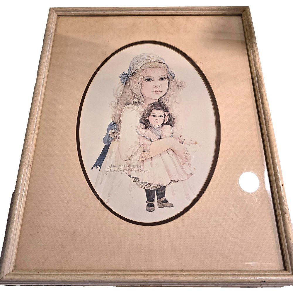 Vintage 1983 Jan Hagara Abby Limited‎ Edition Lithograph Framed Art Girl Doll